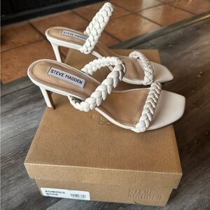 Steve Madden Women's White Braided Heels